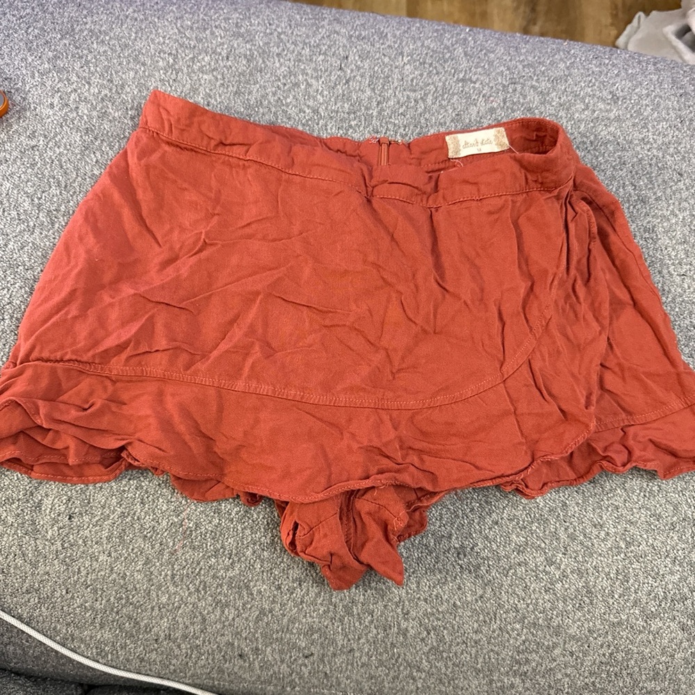 Altar'd State Rust Ruffle Hem Shorts